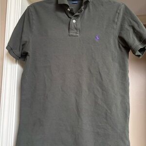 Ralph Lauren Olive Polo Shirt with Purple Logo
